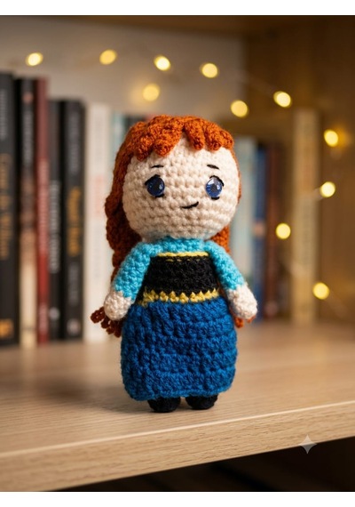 Anna Amigurumi Örgü Oyuncak - Çizgi Film Karakteri Hediyelik Figür 11 Cm