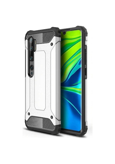 Kilifone - Xiaomi Mi Note 10 Lite Uyumlu - Kılıf Çift Katman Koruyucu Crash Military Tank Kılıf - Gri Gri