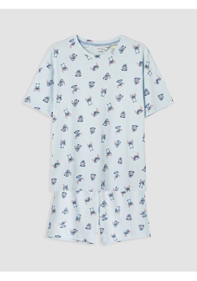 Lcw Young Mavi Stitch Baskılı Kadın Şortlu Pijama Takımı Lcw Young Mavi Stitch Baskılı Kadın Şortlu Pijama Takımı