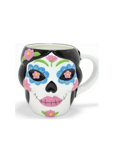 Day Of The Dead Şeker Kurukafa Tasarımlı 3d Seramik Kupa Bardak Alk4893 Renkli