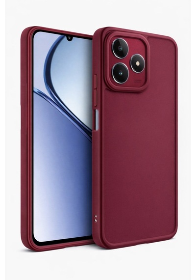 Realme C63 Uyumlu Kamera Çıkıntılı Mat Silikon Telefon Kılıfı Bordo