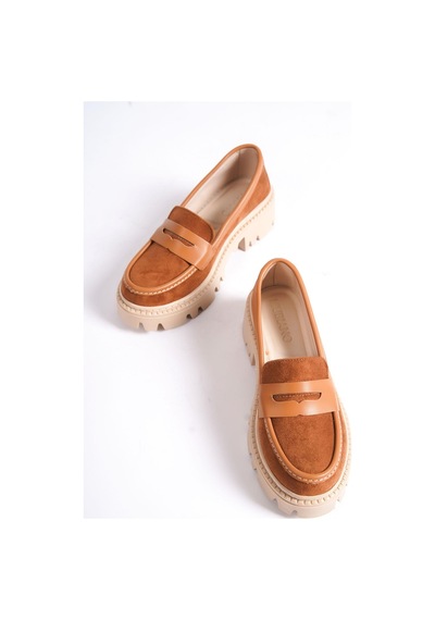 Mubiano Mb1190-tb Kalın Taban Lüx Süet Taba Kadın Kolej Loafer Taba