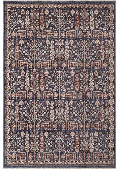 Renkli Vintage Modern Salon Koridor Yatak Ve Oturma Odası Halısı Mavi