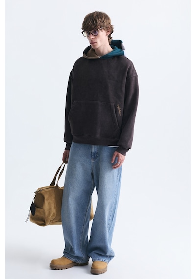 Vamos Boxy Fit Kapüşonlu Sweatshirt Kahve