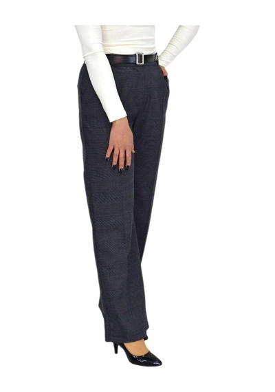 Nazal Kadın Ekose Pileli Bol Kumaş Pantolon Bgl-st04233 Füme