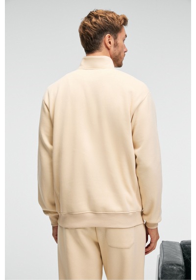 Grımelange BAXTER Erkek Dik Yakalı Fermuarlı Relaxed Vanilya Sweatshirt