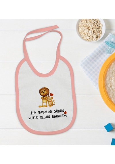 Bk Kids İlk Babalar Günün Kutlu Olsun Tasarımlı Pembe Bebek Mama Pembe