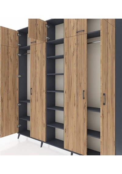 Arges Dolap 12 Raflı 9 Kapaklı 2 Askılı 220x30x243 Antrasit-çam/antrasit Atlas Çam/antrasıt Arges Dolap 12 Raflı 9 Kapaklı 2 Askılı 220x30x243 Antrasit-çam/antrasit Atlas Çam/antrasıt