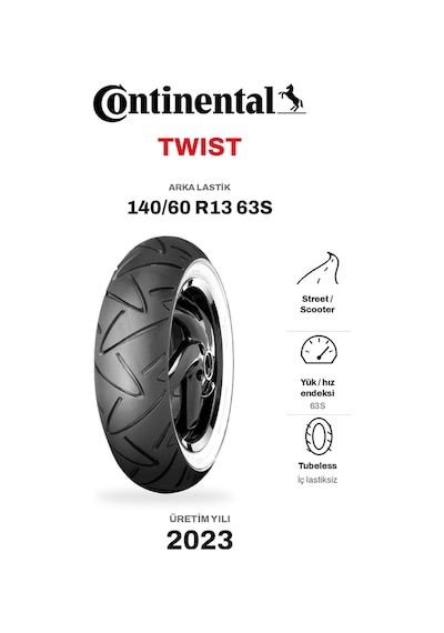 Continental Twist 140/60 R13 63s Arka Motosiklet Lastiği