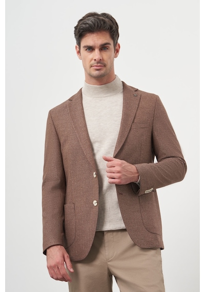 Morven Erkek Kahve Dokuma Slim Fit Mono Yaka Ceket 25ks002001400 Kahve