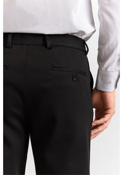 Süvari Siyah Slim Düz Twill Yarım Lastikli Jogger Pantolon Spn2020500026-s09