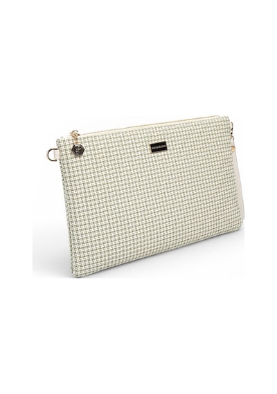Silver Polo Yeşil - Kemik Kaz Ayağı Ekose Kadın Portföy Ve Clutch El Çantası Sp1034
