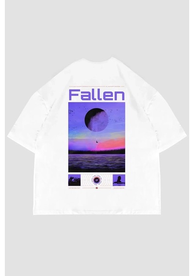 Startmore Fallen Sırt Baskılı Oversize Unisex Beyaz Beyaz