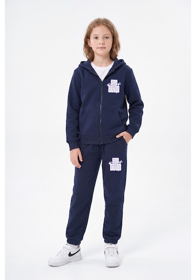 Fyk Kids 3 İplik Kız Çocuk Baskılı Kapüşonlu Fermuarlı Eşofman Takımı Lacivert Fyk Kids 3 İplik Kız Çocuk Baskılı Kapüşonlu Fermuarlı Eşofman Takımı Lacivert