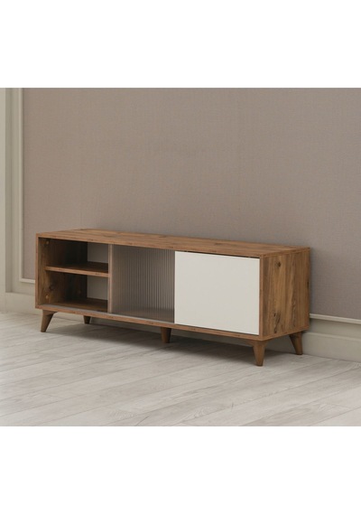 Tv Sehpası Sürgülü Kapak 140x40x35 Cm Beyaz