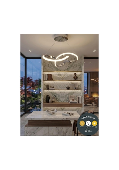 Snowflake Sarkıt Krom Modern Led Avize 3 Renk Salon, Mutfak, Çocuk Odası Ve Antre İçin