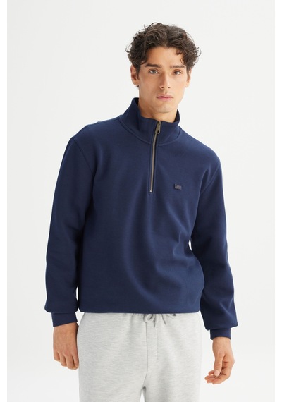 Regular Fit Normal Kesim Fermuarlı Sweatshirt Lee Koyu Lacivert