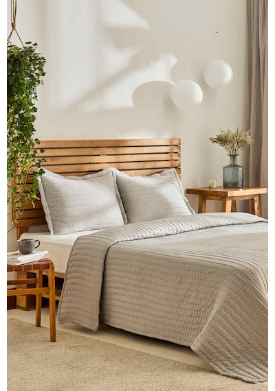 Kaşmir Home Amelia Çift Kişilik Yatak Örtüsü Takımı Gri