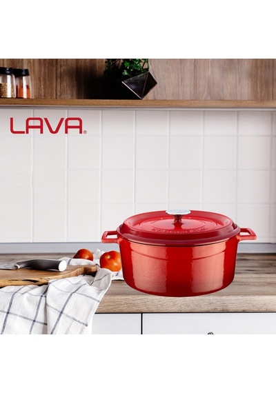 Lava Döküm Yuvarlak Tencere, Trendy, 28 Cm, 6.71 L Hacim, Kırmızı Diğer
