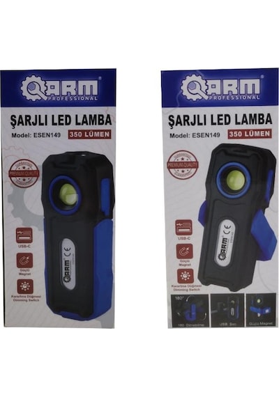 Arm Esen 149 Şarjlı Led Fener Power Bank 350 Lümen Siyah