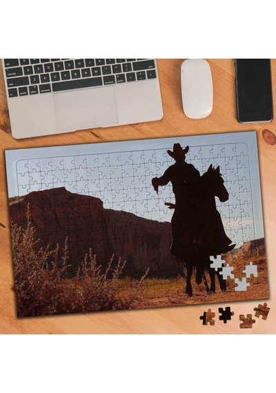 Kırsal Alan Ve At Üzerinde Kovboy 240 Parça Puzzle Yapboz-74697