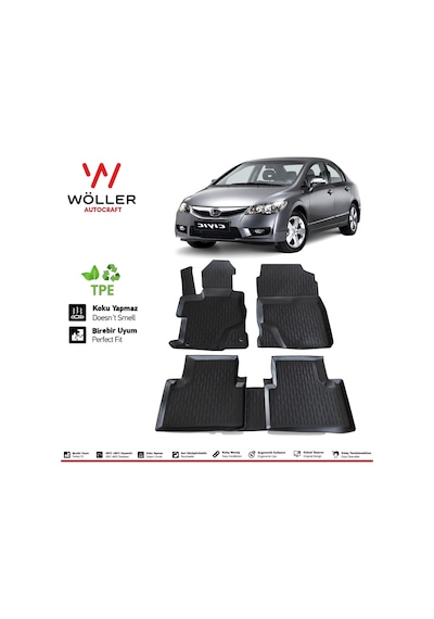 Honda Civic Fd6 Paspas 2006 - 2012 Arası 3D Havuzlu Wöller Paspas