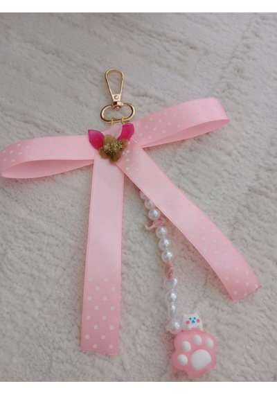 Wisheratelier Pati Temalı Çanta Charmı Beyaz - Pembe