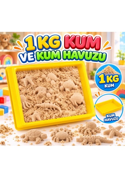Orman Hayvanları Kinetik Kum 1000 Gr 6 Adet 3d Kalıplı Ve Kum Havuzlu Kurumaz Oyuncak Kum Seti