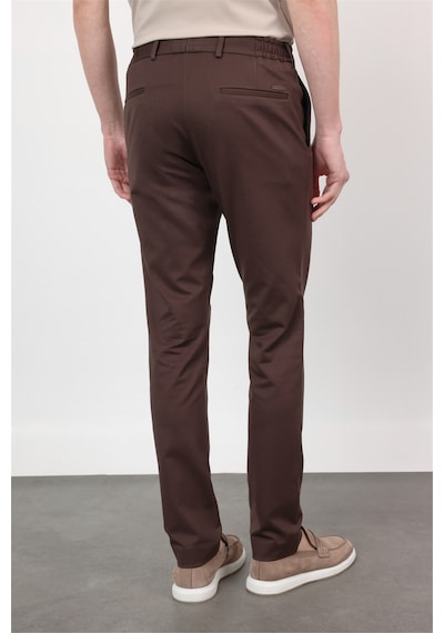 İmza Kahverengi Yan Cep Kendinden Desenli Örme Jogger Slim Fit Esnek Pantolon 1003260174
