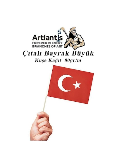 Çıtalı Bayrak Kağıt 21x29 Cm 25 Adet Ay Yıldızlı Türk Bayrağı Çıtalı Sopalı Büyük Bayrak Plastik Çubuklu Bayrak Diğer