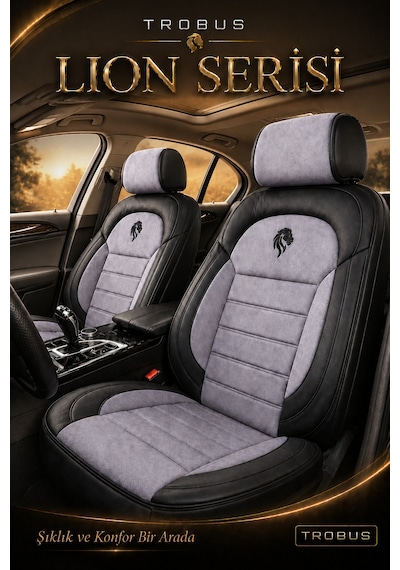 Renault R9 Broadway 1990-2000 Uyumlu Lion Serisi Tay Tüyü Gri Siyah Premium Koltuk Kılıfı