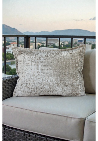 Kırlent Kılıfı İthal Kadife Kumaş - 35x50cm Yumuşak Dokulu Çift Taraflı Özel Tasarım Kırlent Kılıfı Ekru