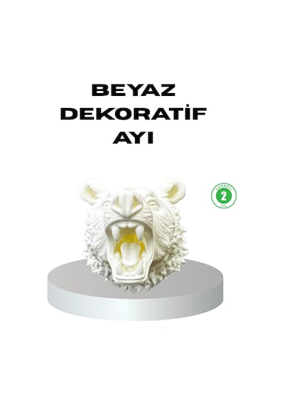 Özel Tasarım Beyaz Ayı Duvar Aksesuarı 3d Dekoratif Heykel 25x19 Cm