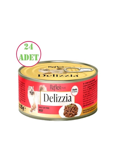 Reflex Plus Delizzia Kedi Konservesi Sos İçinde Dana Parça Etli 85 Gr 24 Ad