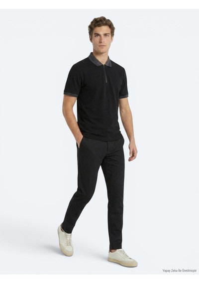 Kip Siyah Düz %100 Pamuk T-shirt siyah black