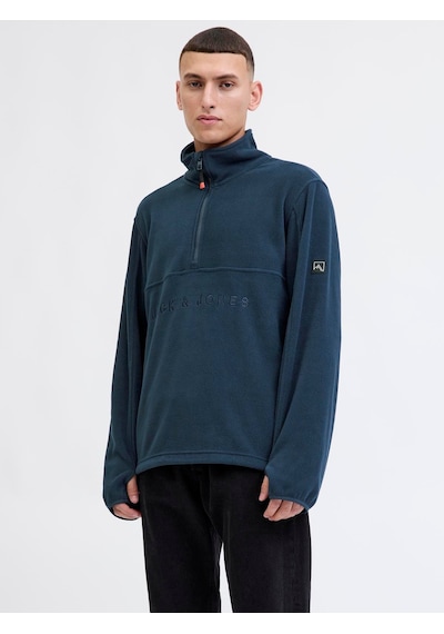 Jack & Jones Jjalpes Half Zıp Fleece Polar Ceket Aw25 Navy Blazer Navy