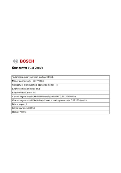 Bosch HBG7764B1 71 L Ankastre Fırın