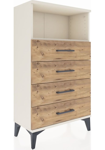 Arges Komodin Tek Raflı 4 Çekmeceli 60x30x106 Aytaşı-çam Aytaşı
