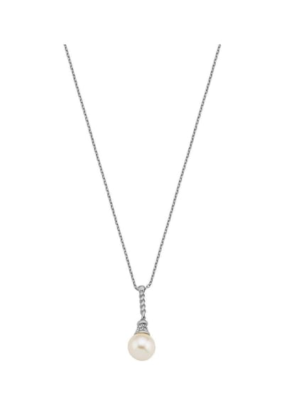 8,5 Mm Zirkon Taşlı Doğal İnci Kolye Beyaz