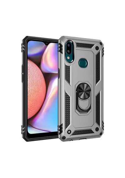 Samsung Uyumlu Galaxy A10s Kılıf Sert Silikon Yüzüklü Stand Özellikli Kapak