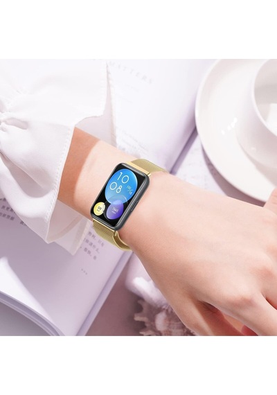 Huawei Watch Fit 2 Uyumlu Metal Hasır Manyetik Kordon Paslanmaz Çelik, Şık & Dayanıklı