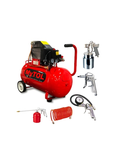 Mytol 50 Litre Hava Kompresörü 2 Hp 8 Bar Ve 5li Havalı Set Mytol 50 Litre Hava Kompresörü 2 Hp 8 Bar Ve 5li Havalı Set