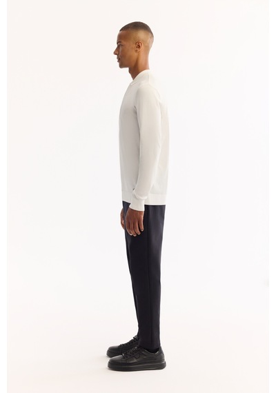 Avva Erkek Ekru Polo Yaka Fermuarlı Rayon Tüylenmeyen Dokulu Triko Regular Fit Kazak A52y5019