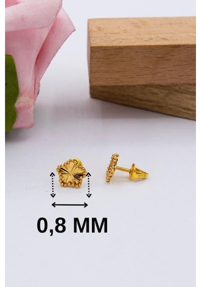 22 Ayar Altın 1,2 Gram Yonca Kadın & Çocuk Küpe LKKP1052