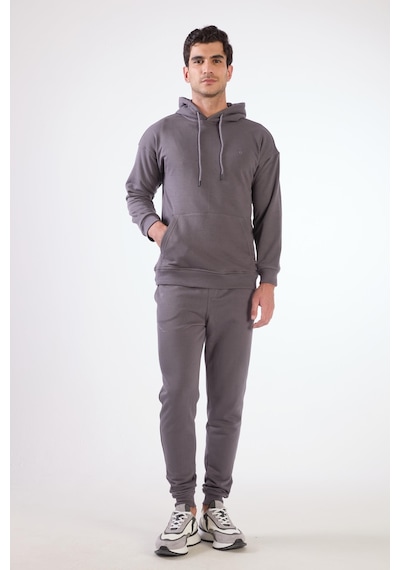 Dufy Antrasit Kapüşonlu Kanguru Cepli Regular Fit Erkek Sweatshirt Antrasit
