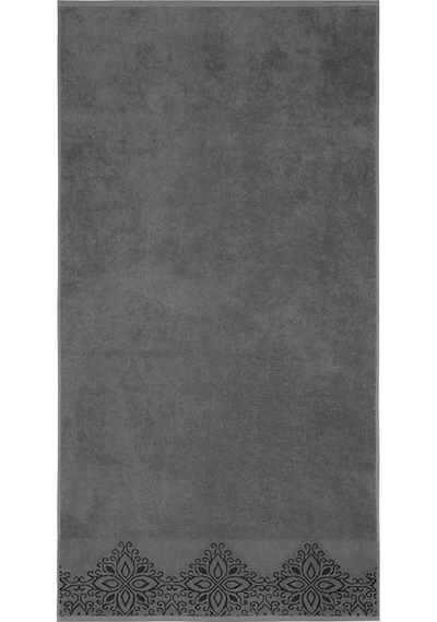 Pamuk Tekli Havlu Jakarlı Karna Home Klover - 70 X 140 Gri