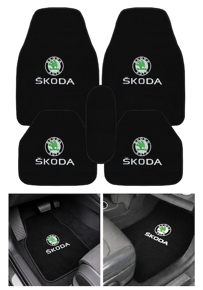 Skoda Uyumlu Nakış İşlemeli 5 Li Oto Halı Paspas Seti