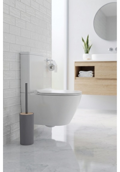 Liza Kapaklı Wc Banyo Fırçası - Tuvalet Fırçası Wc Fırçası Klozet Fırçası Antrasit Gri