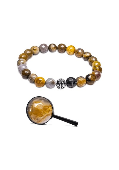 Sertifikalı Gümüş Aparatlı Fasetli Doğal Renkli Jasper Taşı Bilek Çok Renkli