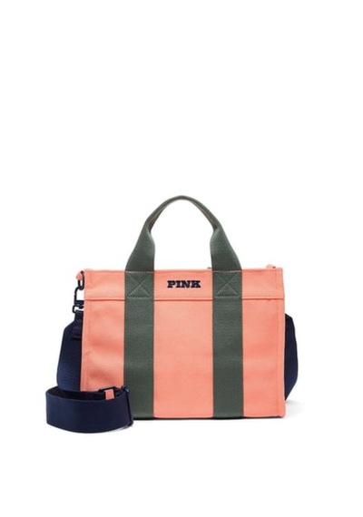 Pınk Mini Çapraz Askılı Kanvas Tote Çanta Bej
